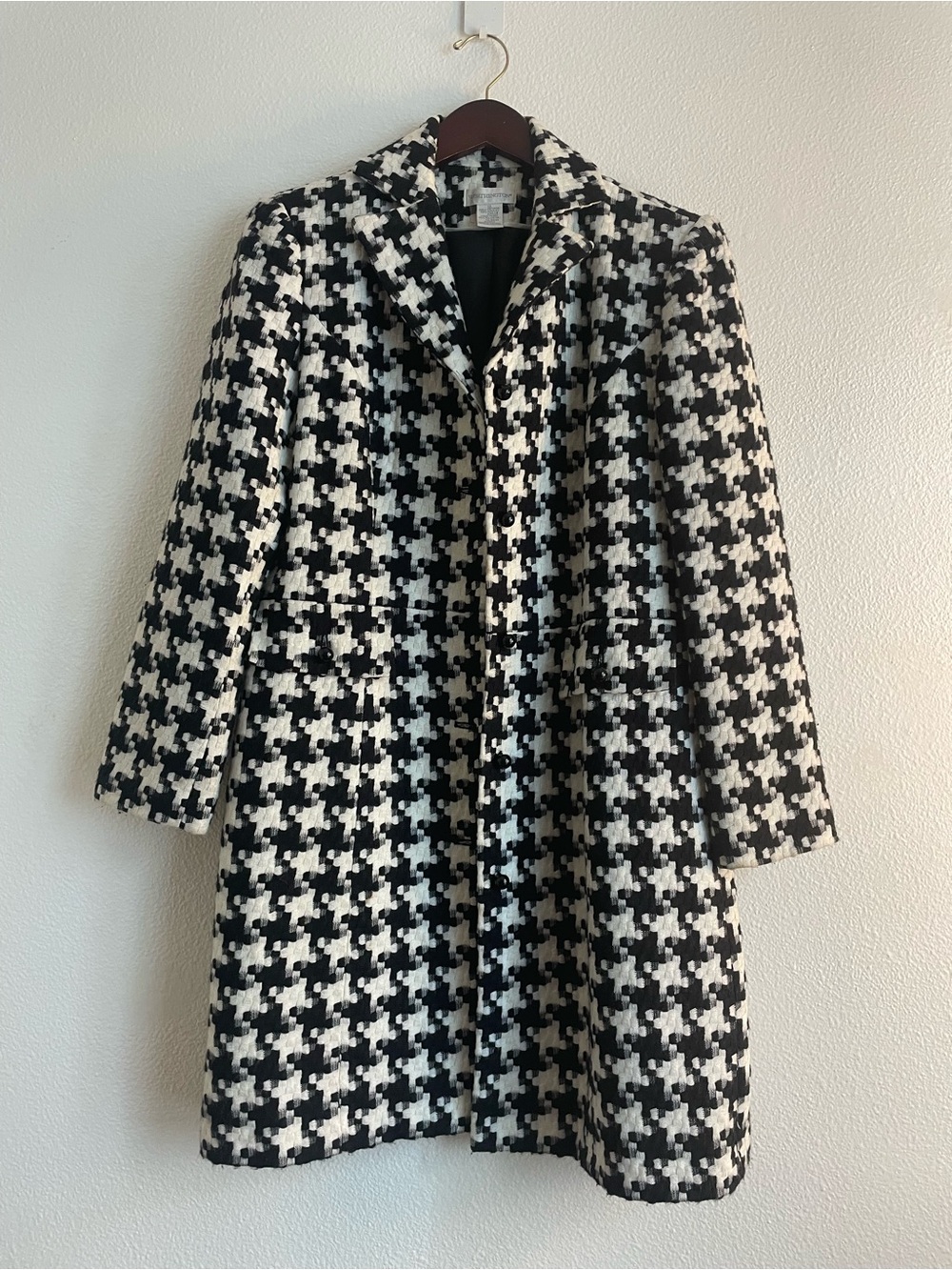NWOT VTG FULLY LINED COAT | Women’s M Worthington Black & White Houndstooth